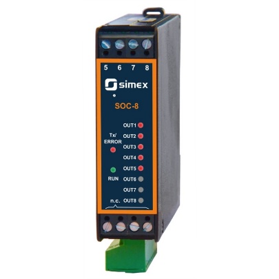 Simex SOC-8 8-Channel Binary Output Module, RS-485 / Modbus RTU